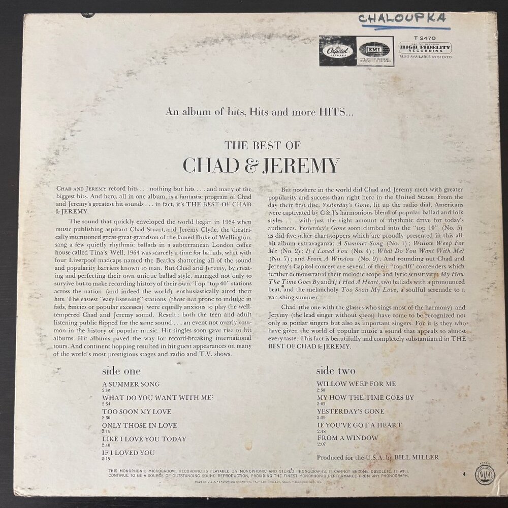 The Best of Chad and Jeremy Vinyl Record